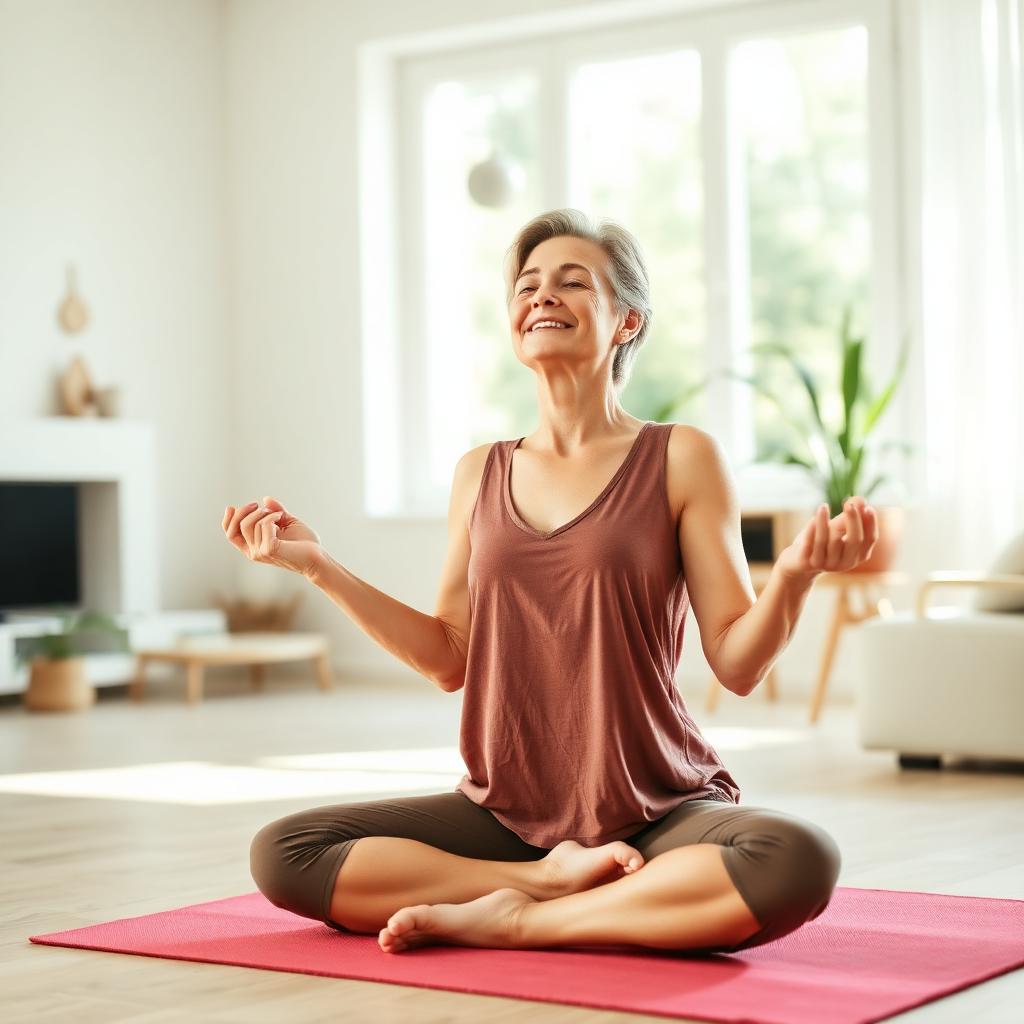 Woman feeling calm and balanced after using Balance Bloom CBD Gummies